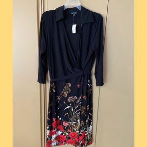 NWT The Limited Collection Garden Border Print Faux Wrap Dress, Size 0X